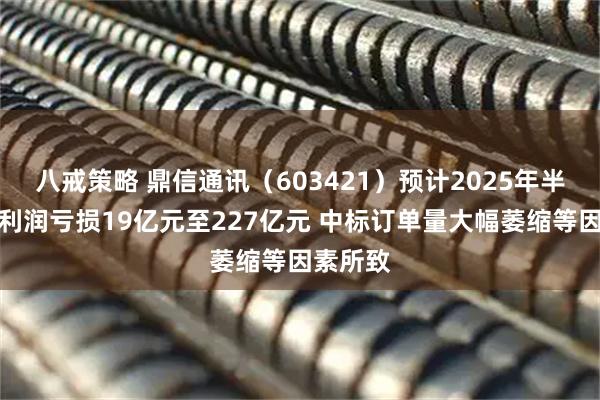 八戒策略 鼎信通讯（603421）预计2025年半年度净利润亏损19亿元至227亿元 中标订单量大幅萎缩等因素所致